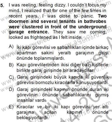 Çeviri (İng/Türk) Dersi 2014 - 2015 Yılı (Final) Dönem Sonu Sınav Soruları 5. Soru