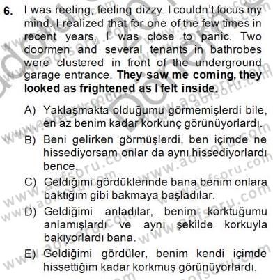 Çeviri (İng/Türk) Dersi 2014 - 2015 Yılı (Final) Dönem Sonu Sınav Soruları 6. Soru