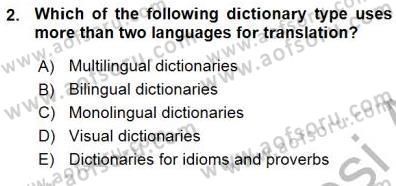 Çeviri (İng/Türk) Dersi Ara Sınavı Deneme Sınav Soruları 2. Soru