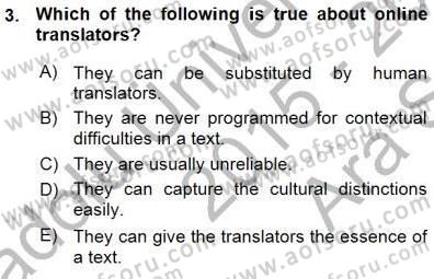 Çeviri (İng/Türk) Dersi Ara Sınavı Deneme Sınav Soruları 3. Soru
