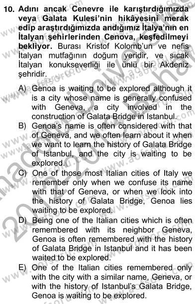 Çeviri (Türk/İng) Dersi 2012 - 2013 Yılı (Vize) Ara Sınav Soruları 10. Soru