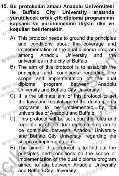 Çeviri (Türk/İng) Dersi 2012 - 2013 Yılı (Vize) Ara Sınav Soruları 15. Soru