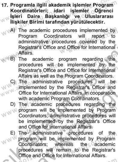 Çeviri (Türk/İng) Dersi 2012 - 2013 Yılı (Vize) Ara Sınav Soruları 17. Soru