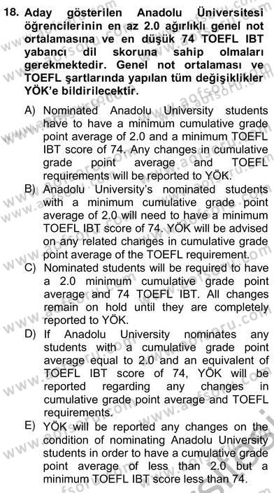 Çeviri (Türk/İng) Dersi 2012 - 2013 Yılı (Vize) Ara Sınav Soruları 18. Soru