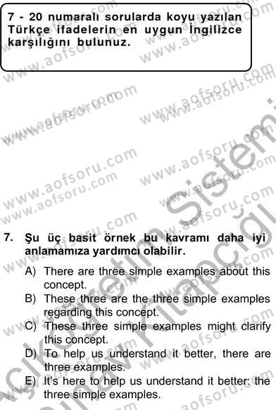 Çeviri (Türk/İng) Dersi 2012 - 2013 Yılı (Vize) Ara Sınav Soruları 7. Soru
