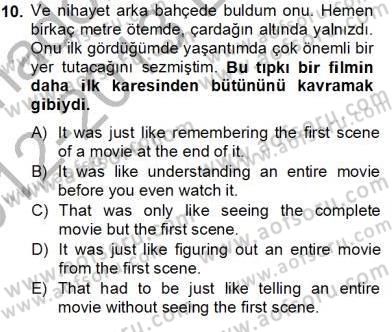 Çeviri (Türk/İng) Dersi 2012 - 2013 Yılı (Final) Dönem Sonu Sınav Soruları 10. Soru