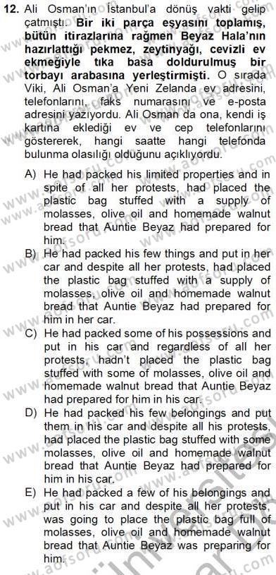 Çeviri (Türk/İng) Dersi 2012 - 2013 Yılı (Final) Dönem Sonu Sınav Soruları 12. Soru