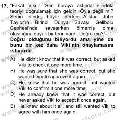 Çeviri (Türk/İng) Dersi 2012 - 2013 Yılı (Final) Dönem Sonu Sınav Soruları 17. Soru
