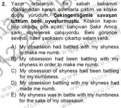 Çeviri (Türk/İng) Dersi 2012 - 2013 Yılı (Final) Dönem Sonu Sınav Soruları 2. Soru