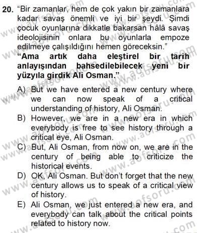 Çeviri (Türk/İng) Dersi 2012 - 2013 Yılı (Final) Dönem Sonu Sınav Soruları 20. Soru