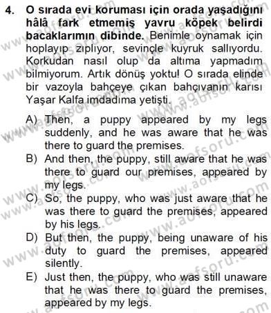 Çeviri (Türk/İng) Dersi 2012 - 2013 Yılı (Final) Dönem Sonu Sınav Soruları 4. Soru