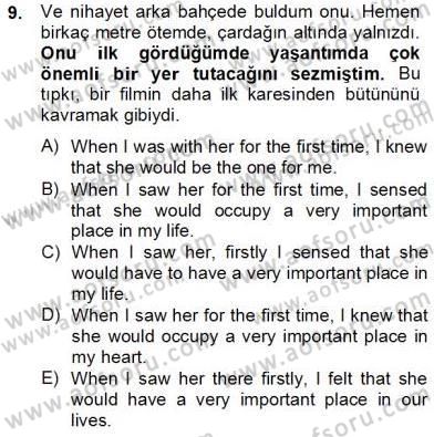 Çeviri (Türk/İng) Dersi 2012 - 2013 Yılı (Final) Dönem Sonu Sınav Soruları 9. Soru