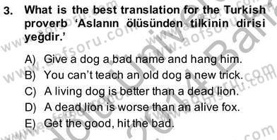 Çeviri (Türk/İng) Dersi 2013 - 2014 Yılı (Vize) Ara Sınav Soruları 3. Soru