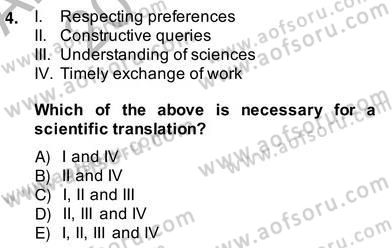 Çeviri (Türk/İng) Dersi 2013 - 2014 Yılı (Vize) Ara Sınav Soruları 4. Soru