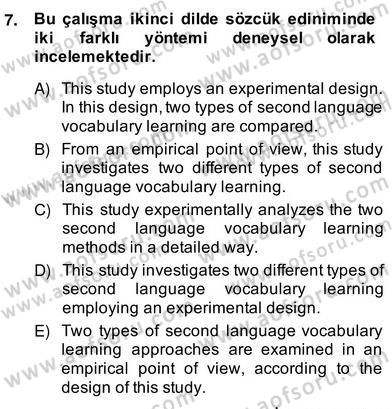 Çeviri (Türk/İng) Dersi 2013 - 2014 Yılı (Vize) Ara Sınav Soruları 7. Soru