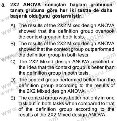 Çeviri (Türk/İng) Dersi 2013 - 2014 Yılı (Vize) Ara Sınav Soruları 8. Soru