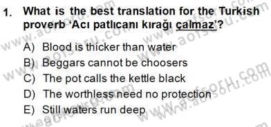 Çeviri (Türk/İng) Dersi 2014 - 2015 Yılı (Vize) Ara Sınav Soruları 1. Soru
