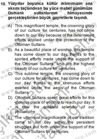Çeviri (Türk/İng) Dersi 2014 - 2015 Yılı (Vize) Ara Sınav Soruları 10. Soru