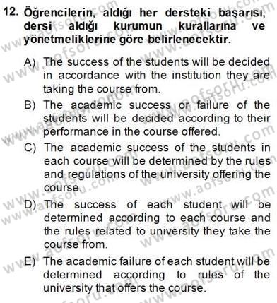 Çeviri (Türk/İng) Dersi 2014 - 2015 Yılı (Vize) Ara Sınav Soruları 12. Soru