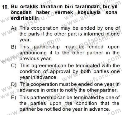 Çeviri (Türk/İng) Dersi 2014 - 2015 Yılı (Vize) Ara Sınav Soruları 16. Soru