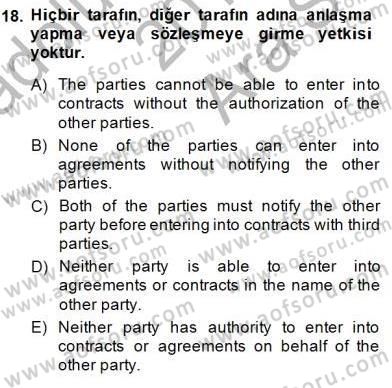 Çeviri (Türk/İng) Dersi 2014 - 2015 Yılı (Vize) Ara Sınav Soruları 18. Soru
