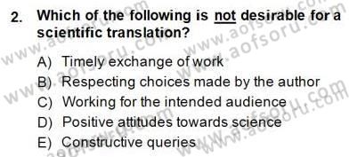 Çeviri (Türk/İng) Dersi 2014 - 2015 Yılı (Vize) Ara Sınav Soruları 2. Soru