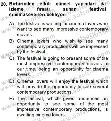 Çeviri (Türk/İng) Dersi 2014 - 2015 Yılı (Vize) Ara Sınav Soruları 20. Soru