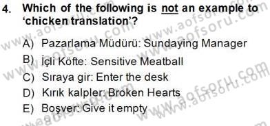 Çeviri (Türk/İng) Dersi 2014 - 2015 Yılı (Vize) Ara Sınav Soruları 4. Soru