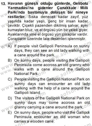 Çeviri (Türk/İng) Dersi 2014 - 2015 Yılı (Final) Dönem Sonu Sınav Soruları 13. Soru