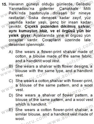 Çeviri (Türk/İng) Dersi 2014 - 2015 Yılı (Final) Dönem Sonu Sınav Soruları 15. Soru