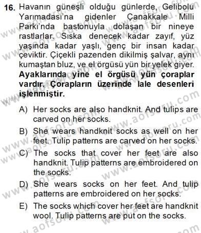 Çeviri (Türk/İng) Dersi 2014 - 2015 Yılı (Final) Dönem Sonu Sınav Soruları 16. Soru