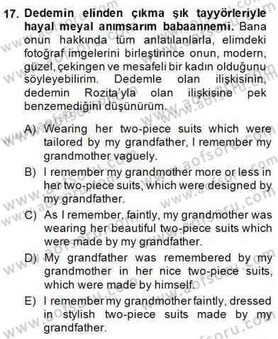 Çeviri (Türk/İng) Dersi 2014 - 2015 Yılı (Final) Dönem Sonu Sınav Soruları 17. Soru
