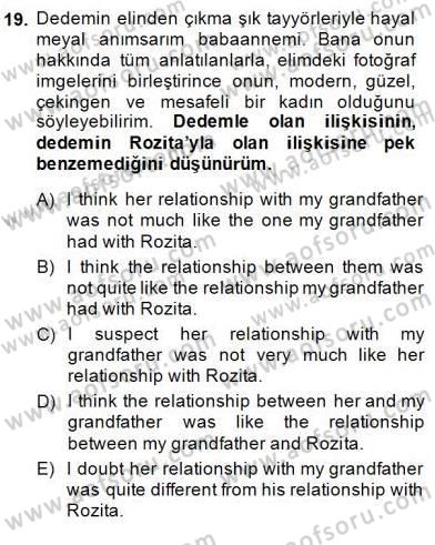 Çeviri (Türk/İng) Dersi 2014 - 2015 Yılı (Final) Dönem Sonu Sınav Soruları 19. Soru