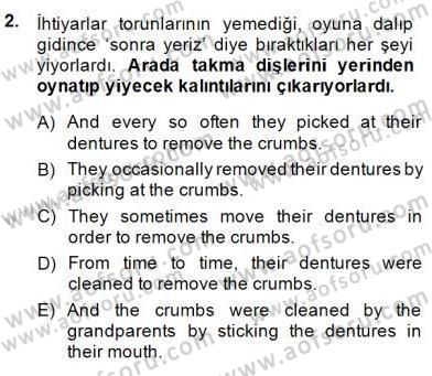 Çeviri (Türk/İng) Dersi 2014 - 2015 Yılı (Final) Dönem Sonu Sınav Soruları 2. Soru