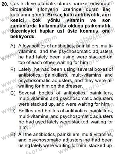 Çeviri (Türk/İng) Dersi 2014 - 2015 Yılı (Final) Dönem Sonu Sınav Soruları 20. Soru