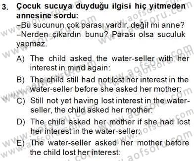 Çeviri (Türk/İng) Dersi 2014 - 2015 Yılı (Final) Dönem Sonu Sınav Soruları 3. Soru