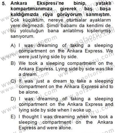 Çeviri (Türk/İng) Dersi 2014 - 2015 Yılı (Final) Dönem Sonu Sınav Soruları 5. Soru