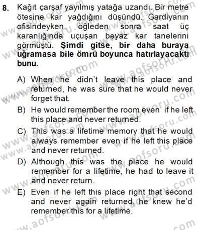 Çeviri (Türk/İng) Dersi 2014 - 2015 Yılı (Final) Dönem Sonu Sınav Soruları 8. Soru