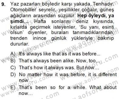 Çeviri (Türk/İng) Dersi 2014 - 2015 Yılı (Final) Dönem Sonu Sınav Soruları 9. Soru
