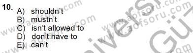 Bağlamsal Dilbilgisi 3 Dersi Ara Sınavı Deneme Sınav Soruları 10. Soru