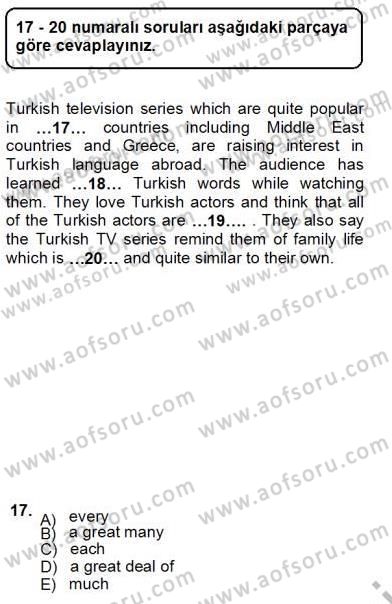 Bağlamsal Dilbilgisi 3 Dersi Ara Sınavı Deneme Sınav Soruları 17. Soru