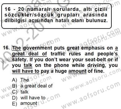 Bağlamsal Dilbilgisi 3 Dersi 2012 - 2013 Yılı (Final) Dönem Sonu Sınav Soruları 16. Soru