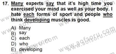 Bağlamsal Dilbilgisi 3 Dersi 2012 - 2013 Yılı (Final) Dönem Sonu Sınav Soruları 17. Soru
