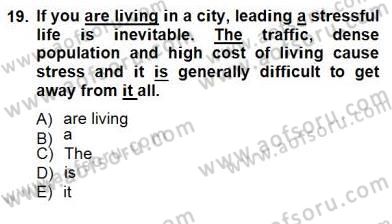 Bağlamsal Dilbilgisi 3 Dersi 2012 - 2013 Yılı (Final) Dönem Sonu Sınav Soruları 19. Soru