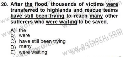 Bağlamsal Dilbilgisi 3 Dersi 2012 - 2013 Yılı (Final) Dönem Sonu Sınav Soruları 20. Soru