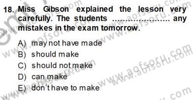Bağlamsal Dilbilgisi 3 Dersi Ara Sınavı Deneme Sınav Soruları 18. Soru