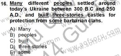 Bağlamsal Dilbilgisi 3 Dersi 2013 - 2014 Yılı (Final) Dönem Sonu Sınav Soruları 16. Soru