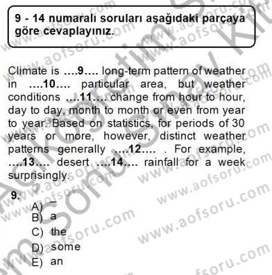 Bağlamsal Dilbilgisi 3 Dersi 2013 - 2014 Yılı (Final) Dönem Sonu Sınav Soruları 9. Soru