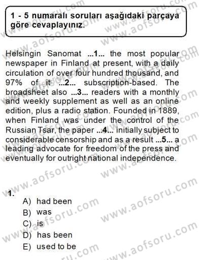 Bağlamsal Dilbilgisi 3 Dersi 2014 - 2015 Yılı (Vize) Ara Sınav Soruları 1. Soru