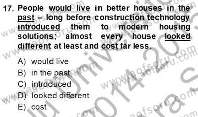 Bağlamsal Dilbilgisi 3 Dersi 2014 - 2015 Yılı (Vize) Ara Sınav Soruları 17. Soru